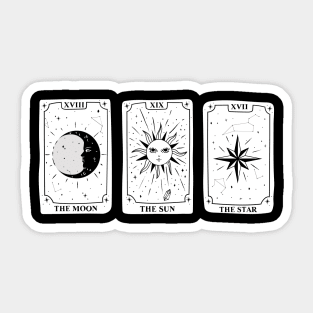 Tarot Cards - The Moon, Sun and Star Sticker